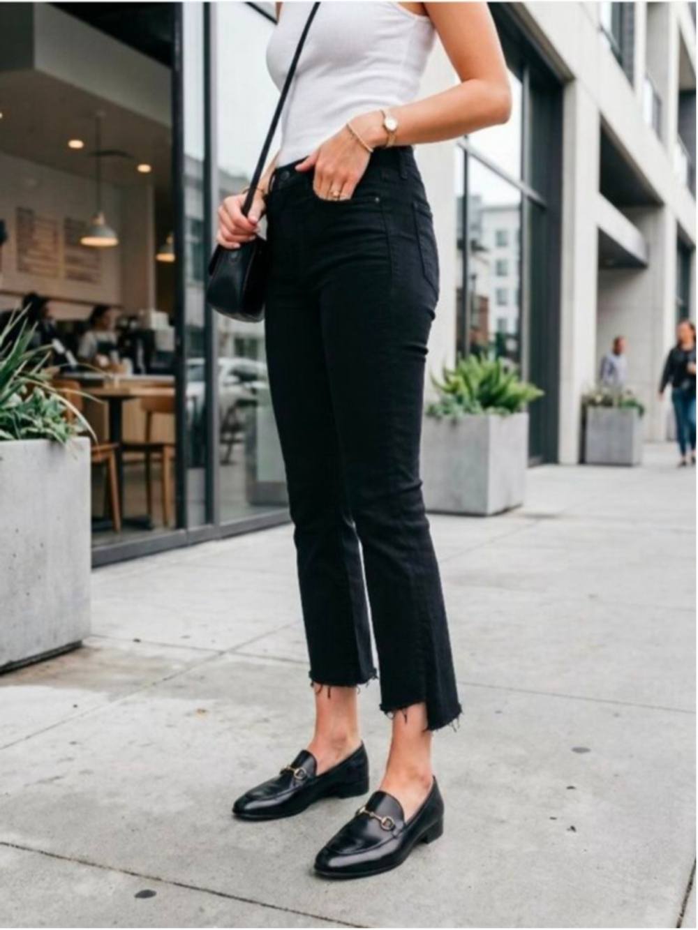 Mother Black The Insider Crop Step Fray Jeans Not Guilty Wash Size 29